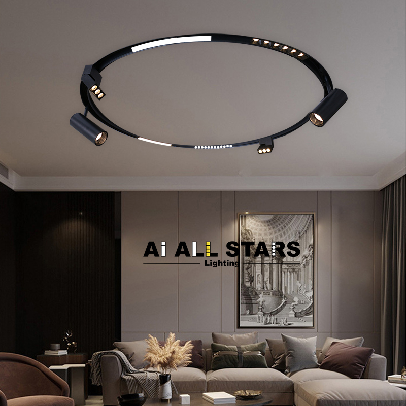 Indoor Lighting Ceiling 48V Embedded Surface Mounting Custom Arc-Shaped Track Light System Curved Magnetic Track Rail