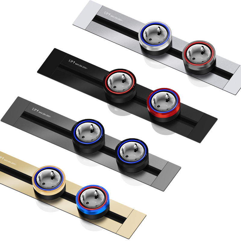 Multi-Functional Smart Office Desk Power Rail Track System Hidden Flexible Track Socket with UK/US Plug Standard Wall Socket