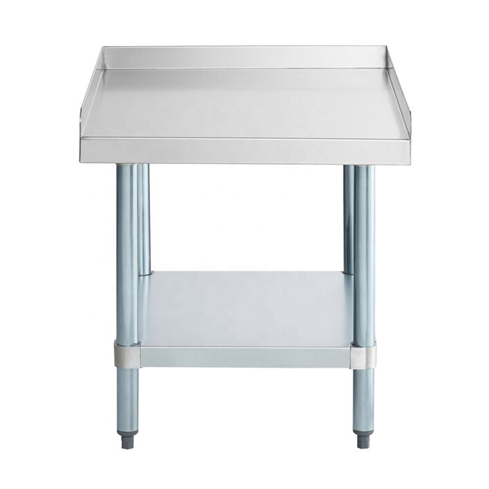 Customized American-Style Kitchen Worktable Stainless Steel Workbench with Square Leg Splashback Kitchen Equipment