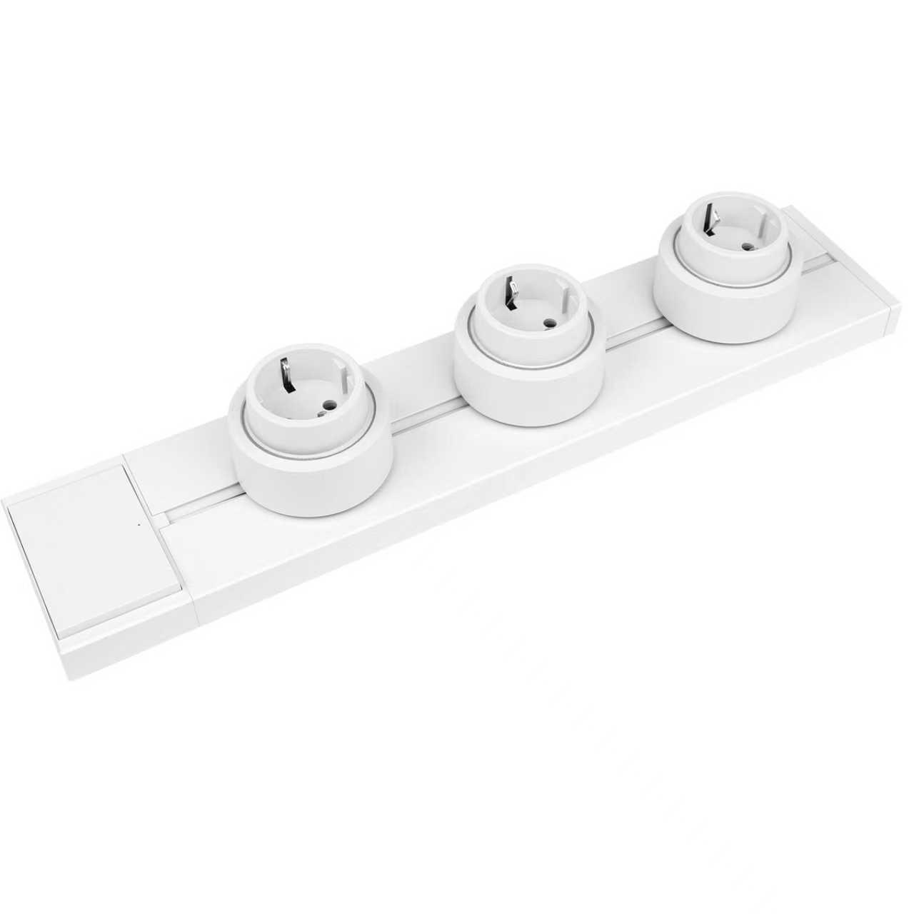 Touchmi 40cm/50cm Track Socket ,Rail Track with Switch 32A Movable Outlets EU Socket with Light Easy-Install Track Socket
