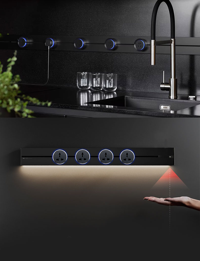 Removable Track Socket With Usb Adapter Rail Plug Extension Outlet Sliding Rail Recessed Mount Power Track with Usb