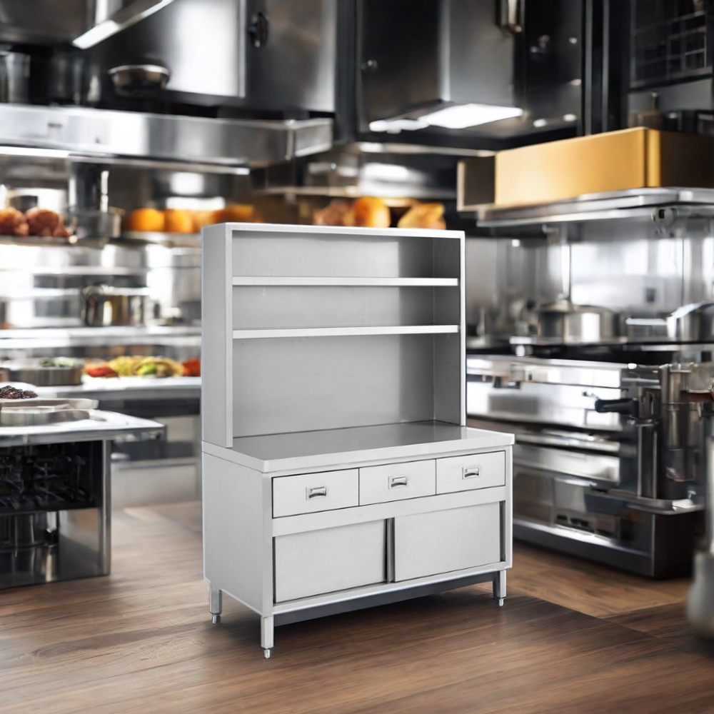 New Commercial Industrial Electric/Gas Range Cooking Equipment Hotel Restaurant Supplies-Work Bench Drawer Splash Back Shelf