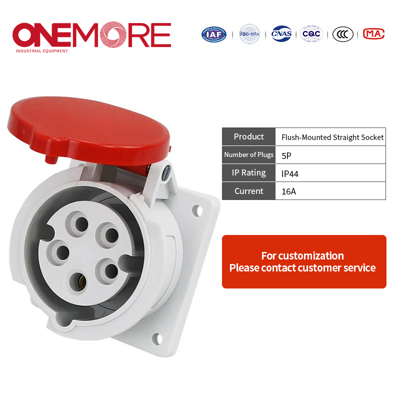 Industrial Power Socket - CE En 60309-1 Compliant Flush-Mounted Design