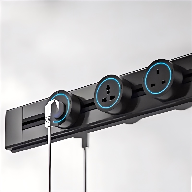 2025 32A Popular Waterproof Dustproof Wall-Mounted Rail Socket Plastic Furniture Kitchen Track with 2 USB a Output Ports