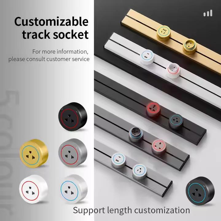 Removable Modular Power Rail Plug System Desktop Electrical Socket Panel Recessed Track Wall Track Socket