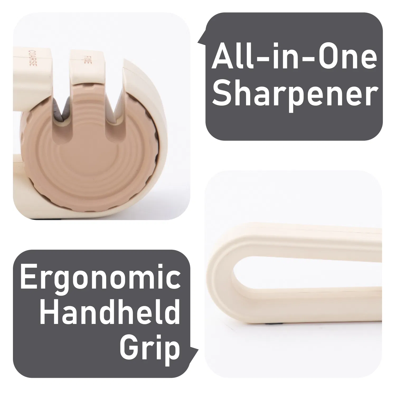 All-in-One Knife Sharpener Coarse Fine Ergonomic Ring Grip Compact Sharpening Device