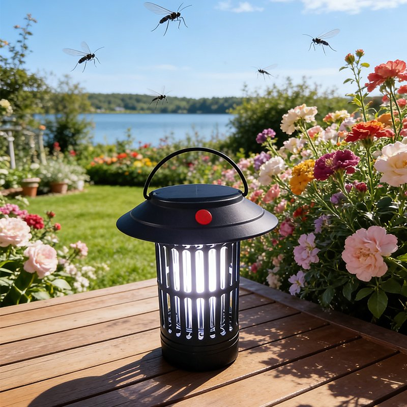 Olar Powered Mosquito Killer Lamp Outdoor - Waterproof IP44 LED Bug Zapper with Purple Light