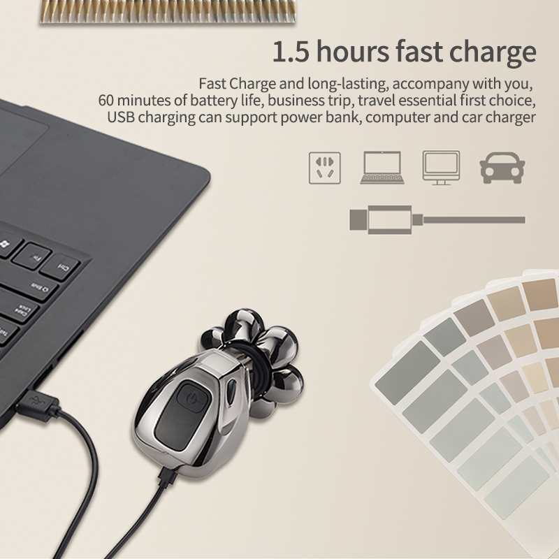 Seven Blades Bald Hair Clipper Robot Self-Help Bald Rechargeable Razor Electric Shaver for Men