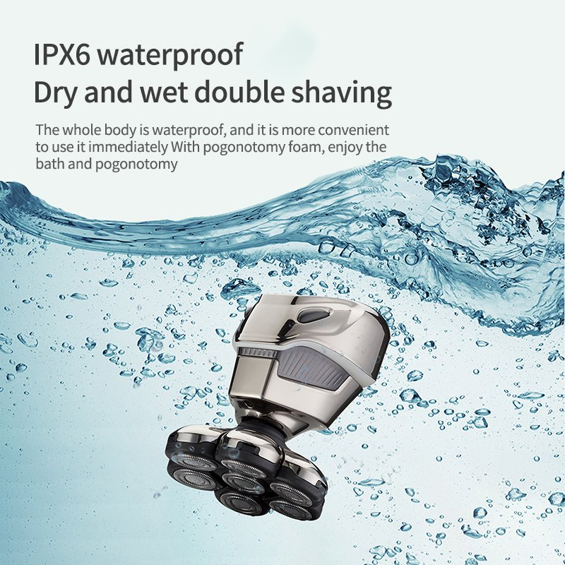 Seven Blades Bald Hair Clipper Robot Self-Help Bald Rechargeable Razor Electric Shaver for Men