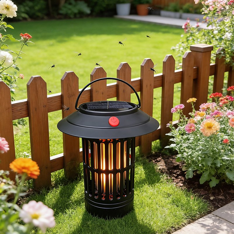 Olar Powered Mosquito Killer Lamp Outdoor - Waterproof IP44 LED Bug Zapper with Purple Light