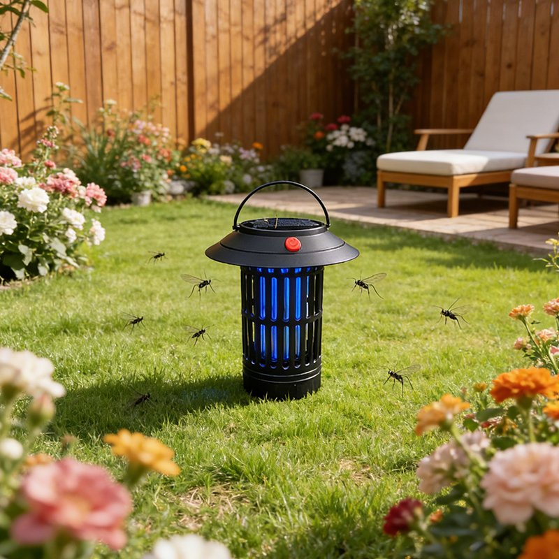 Olar Powered Mosquito Killer Lamp Outdoor - Waterproof IP44 LED Bug Zapper with Purple Light