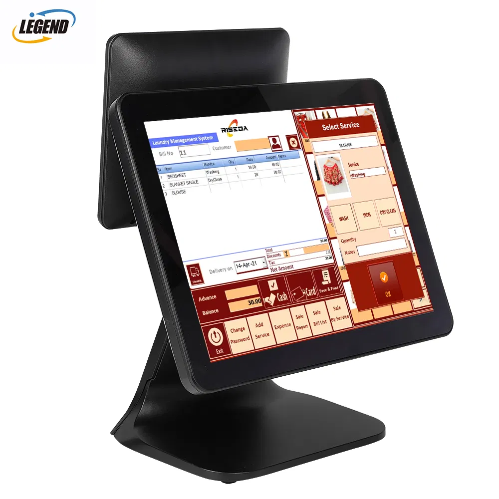 POS Manufacturer 15"+9.7"All in One POS PC POS Terminal Cash Register POS Device and Removable Accessories