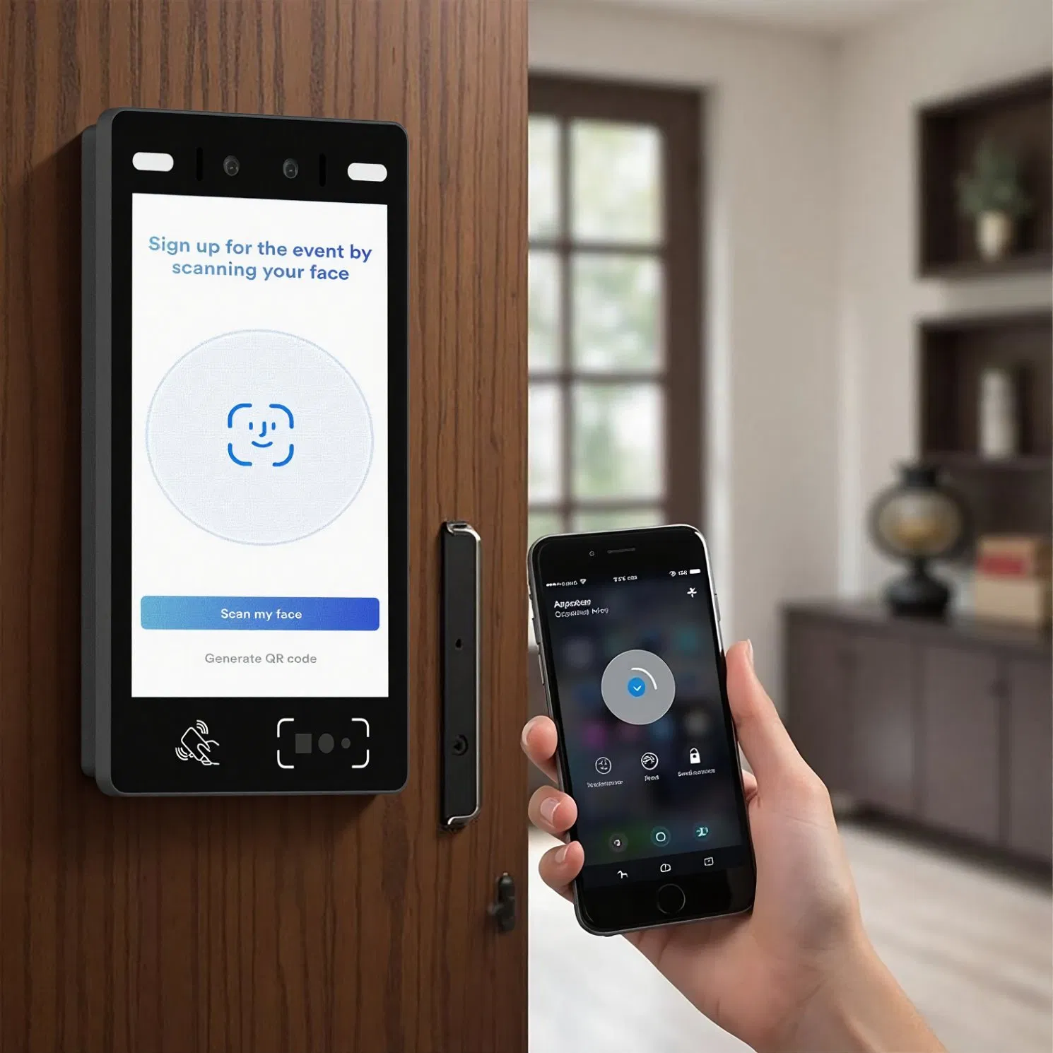 Suntek API/Sdk 8 Inch Facial Recognition Enable Figerprint Access Control Device with Qr Code and Bluetooth for Apartment
