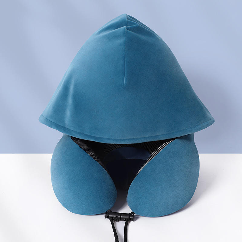 Custom Logo Memory Foam Travel Neck Pillow with Hood and Washable Cover