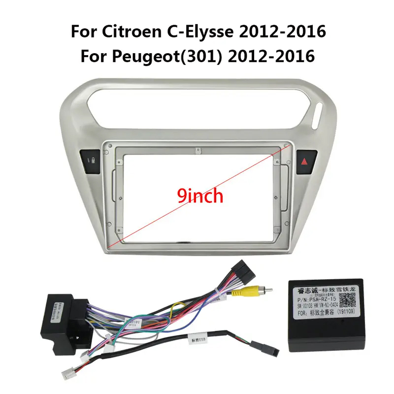 Car DVD Frame GPS Navigation Frame Auto Spare Parts Accessories Suitable for Peugeot 301 9"