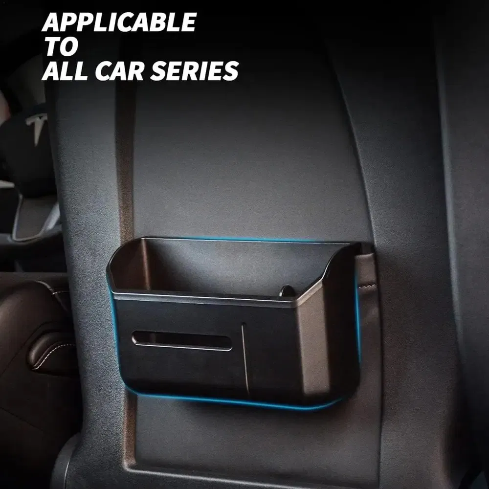 for Model 3/Y Car Seat Back Storage Box TPE Tissue Box Auto Back Seat Trash Can Cup Holder for Interior Accessories