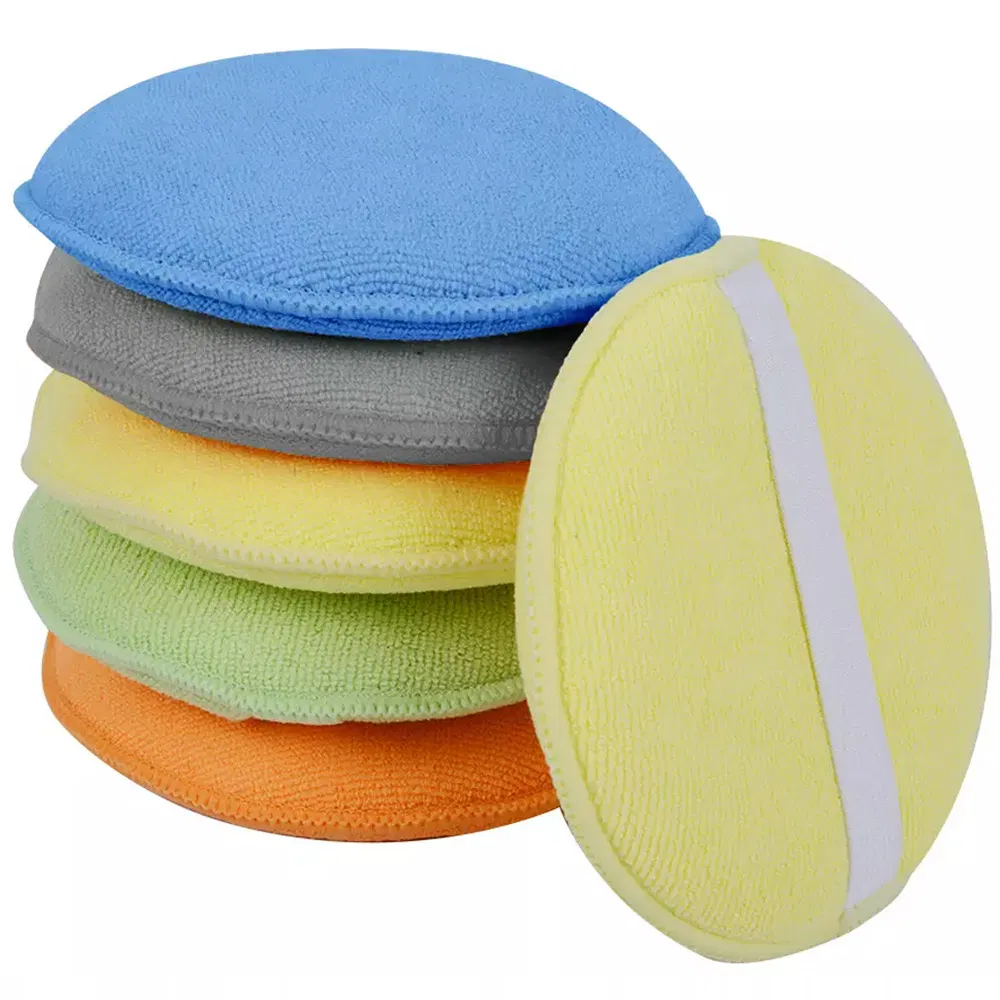 Warp Knitting Paint Care Microfiber Car Polishing Pads Woollen Buffing Pad Wax Applicator Shaped Foam Sponge Ultra Soft Cleaning Tool