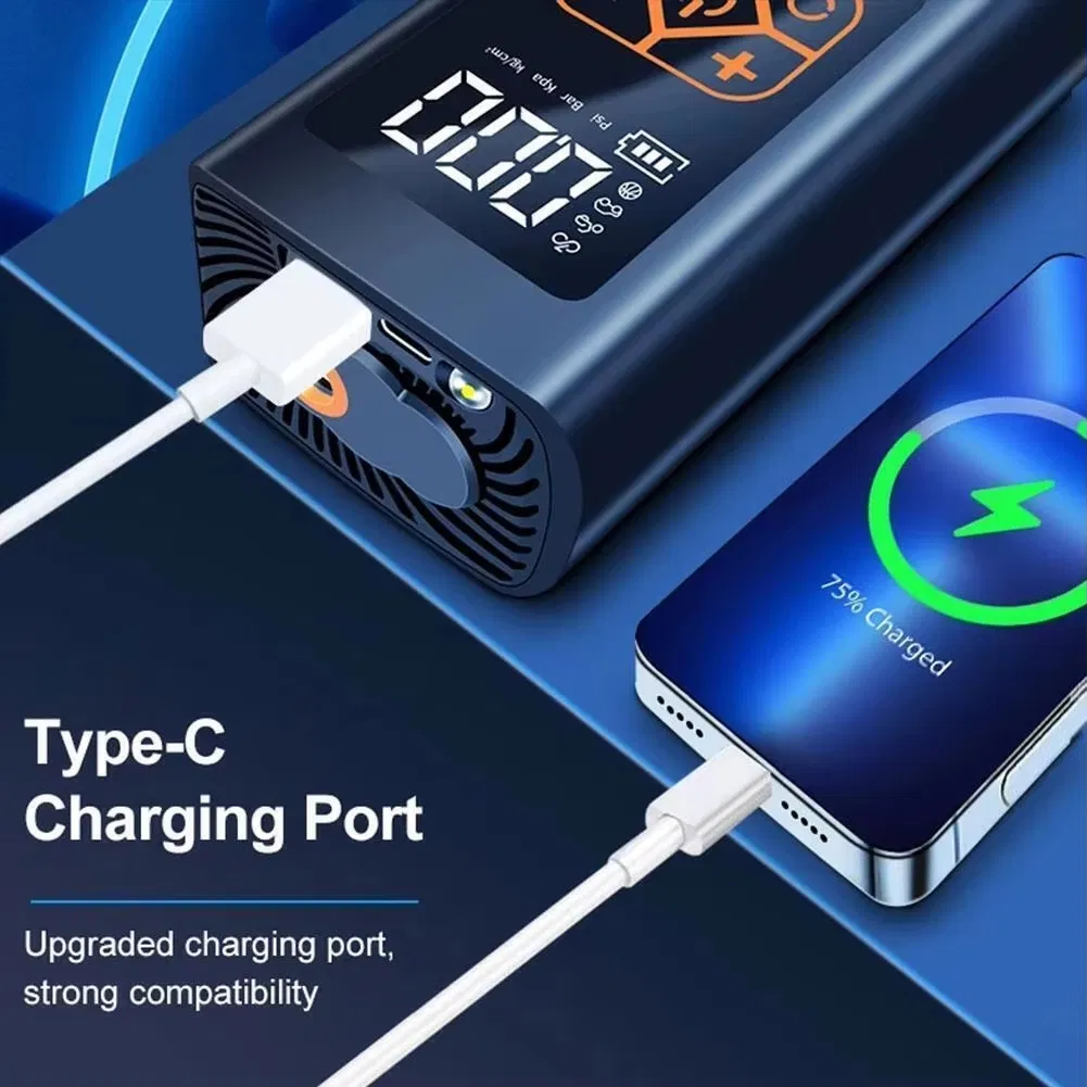 Emergency Light Smart Digital Display Car Tire Air Pump