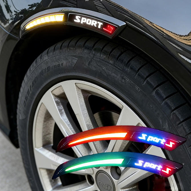 Wholesale Price Universal LED Wheel Arch Lights for Car Styling Exterior Accessories Dynamic Flowing Fender Lip Lamps with Dual Color Driving/Turn Signal