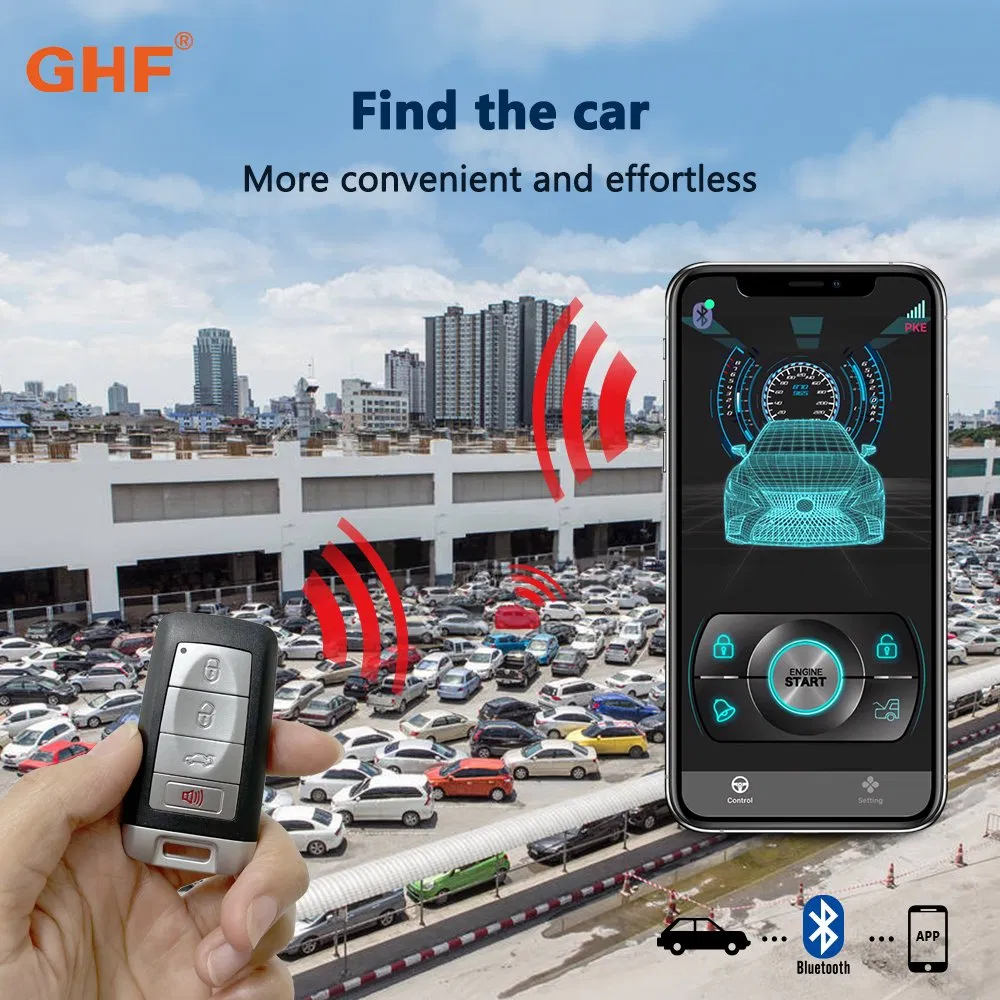 12V Universal One Way Pke Car Alarm System with Bluetooth APP Remote Engine Start Car Security Accessories