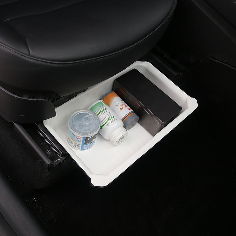 Tesla Car Interior Accessories Under-Seat Storage Box Organize Neatly Made of TPE Material for Tesla Model Y 2021 2022 2023