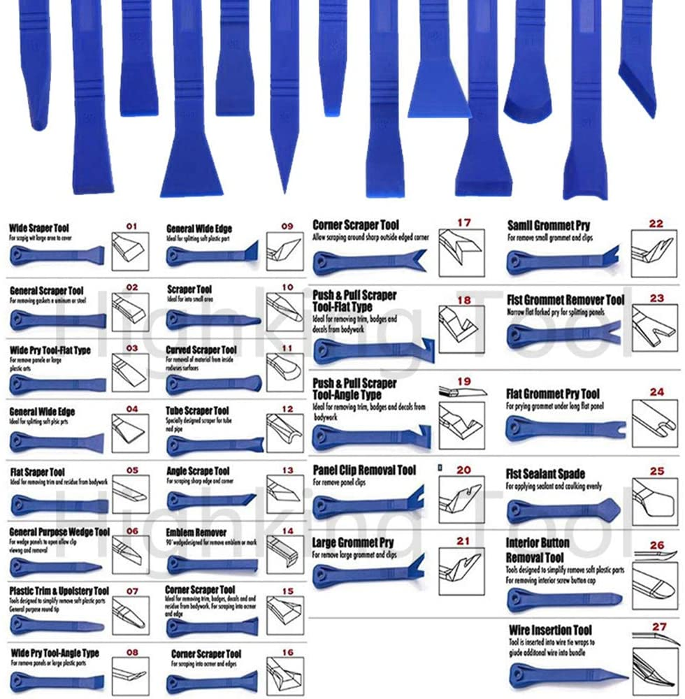 Automotive Trim Panel Plastic Scraper Installation Removal Tool Set, Highking Tool Trim Car Body Garage Tool Set (48120034)