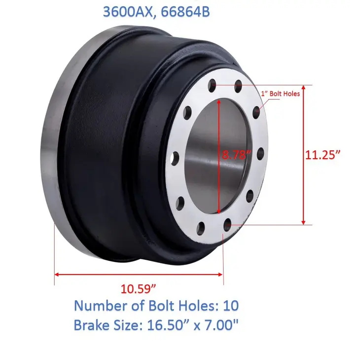 High Performance Wholesale Chinese Korean Japanese American European Truck Trailer Car Standard Drawing Measurements Auto Parts Brake Drum