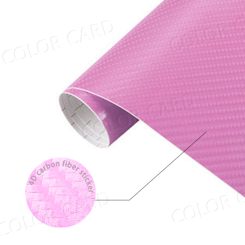 4D Carbon Fiber Pink PVC Car Wrap Vinyl Film Styling Exterior Accessories Car Body Wrap