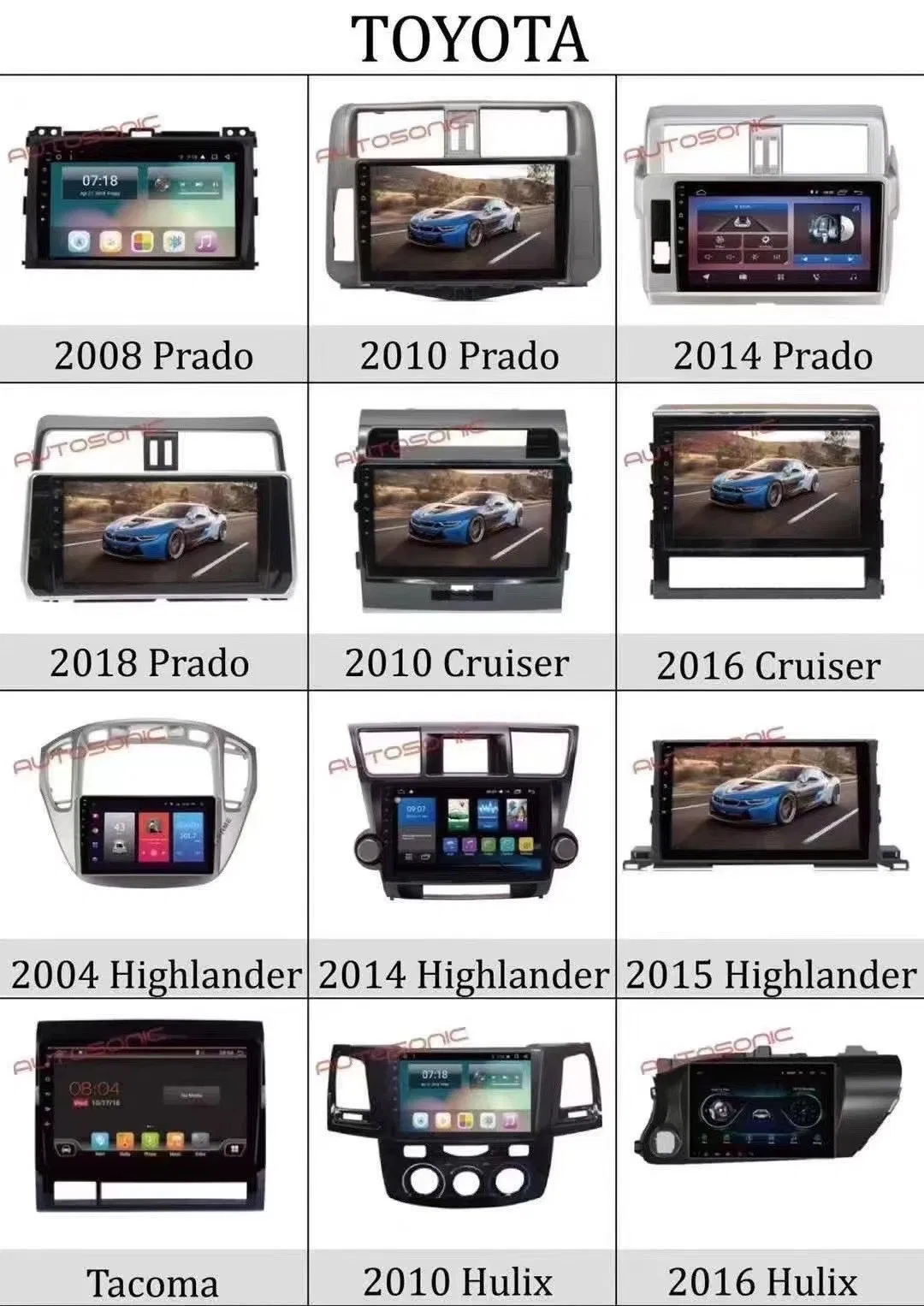 Car DVD Player Radio Frame GPS Navigation Frame Auto Spare Parts Accessories Android for Toyota