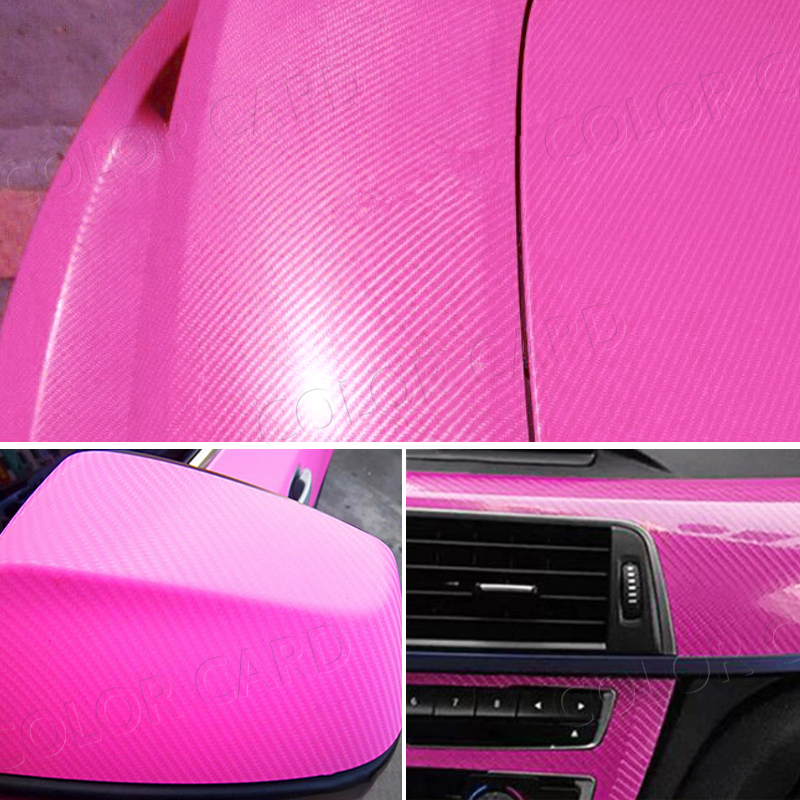 4D Carbon Fiber Pink PVC Car Wrap Vinyl Film Styling Exterior Accessories Car Body Wrap