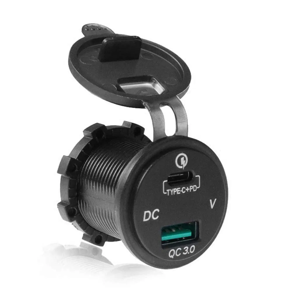 Fast USB C Car Charger Digital Voltmeter Type-C QC3.0 Pd Socket Adapter for Car Marine Boat Motorcycle