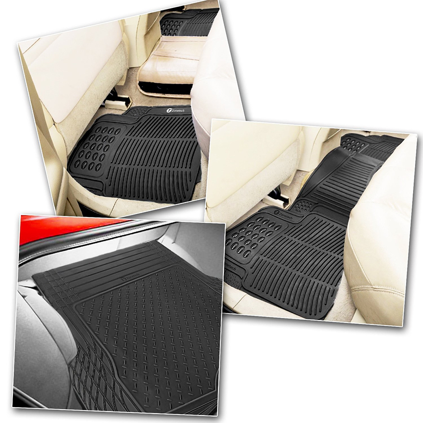4PCS Universal Rubber Car Floor Mats All Weather Protection