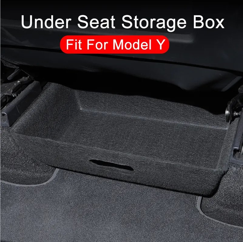 High Quality Under Seat Storage Box for Tesla Model Y 2021 High Capacity Organizer Case Felt Cloth Drawer Holder Car Interior Accessories