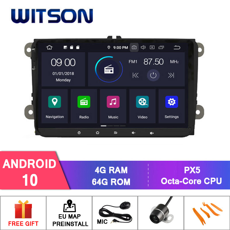 Witson Android 14 Car Audio System for Volkswagen/Alhambra/Altea/Exeo/Caddy/Cupra/Golf 5 (MK5) /Golf 6/Leon/Jetta/Polo/Passat B6/Passat Cc/Sc Multimedia