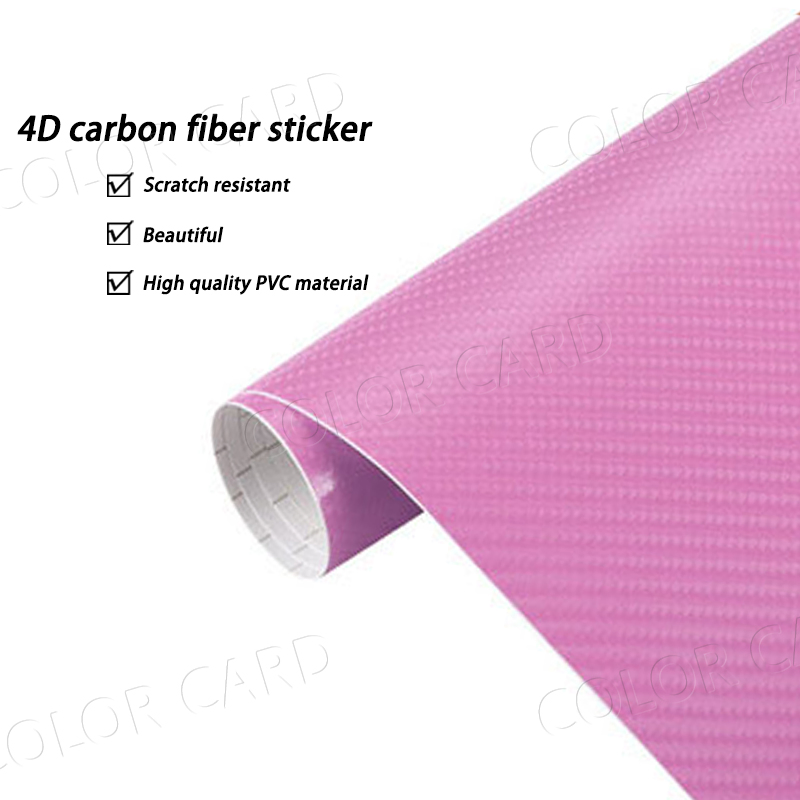 4D Carbon Fiber Pink PVC Car Wrap Vinyl Film Styling Exterior Accessories Car Body Wrap