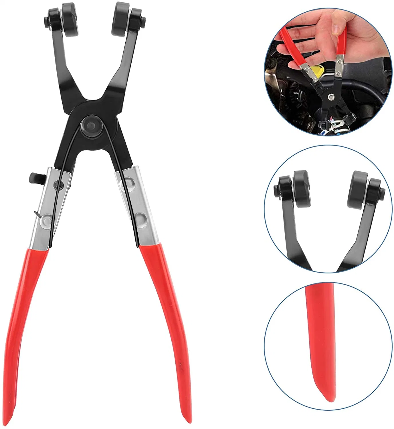 9PCS Hose Clamp Clip Plier Set with Flexible Spring Clamp Pliers Swivel Jaw Flat Angled Band Automotive Car Maintenance Repair Tools (48060002)