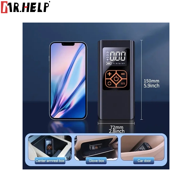 Emergency Light Smart Digital Display Car Tire Air Pump