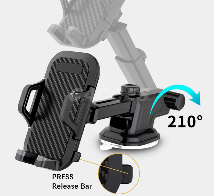 Cacces Factory Phone Mount for Car,Mobile Holder Mount,Dashboard,Windshield &amp; Air Vent for All Cars,Installs in Minutes,Holds All Phone up to 6-Inch Car Holder