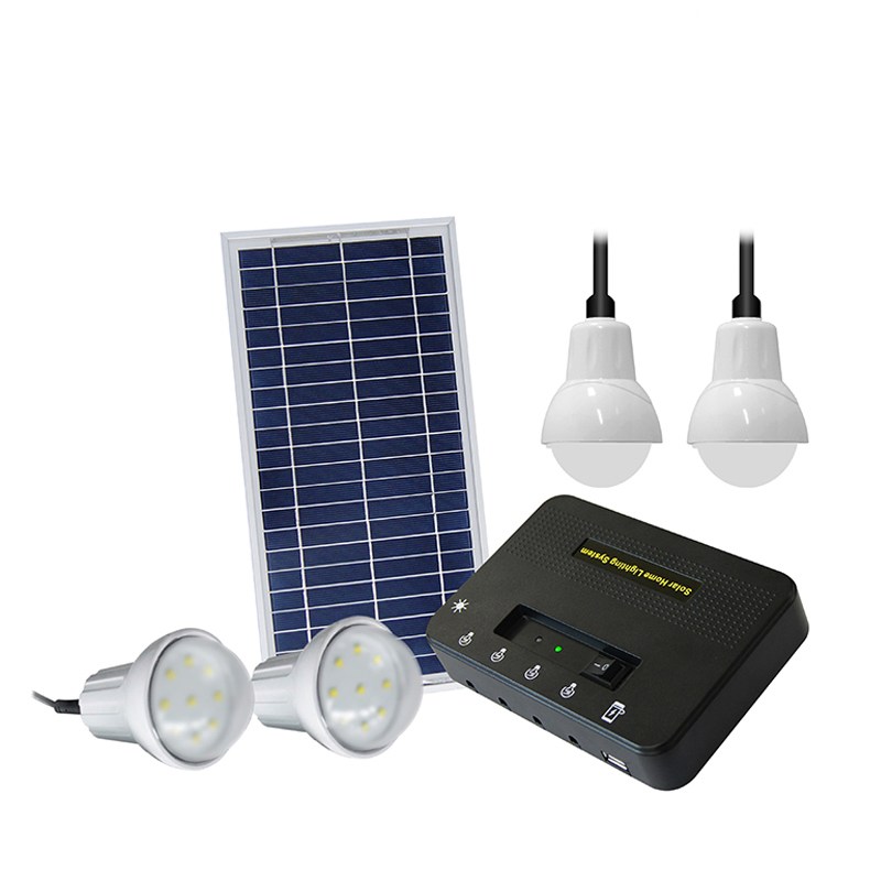 Car Phone Charger Solar Home Multi Lighting System Solar Power System with 4 Bulbs and 8W Solar Panel Lighting System