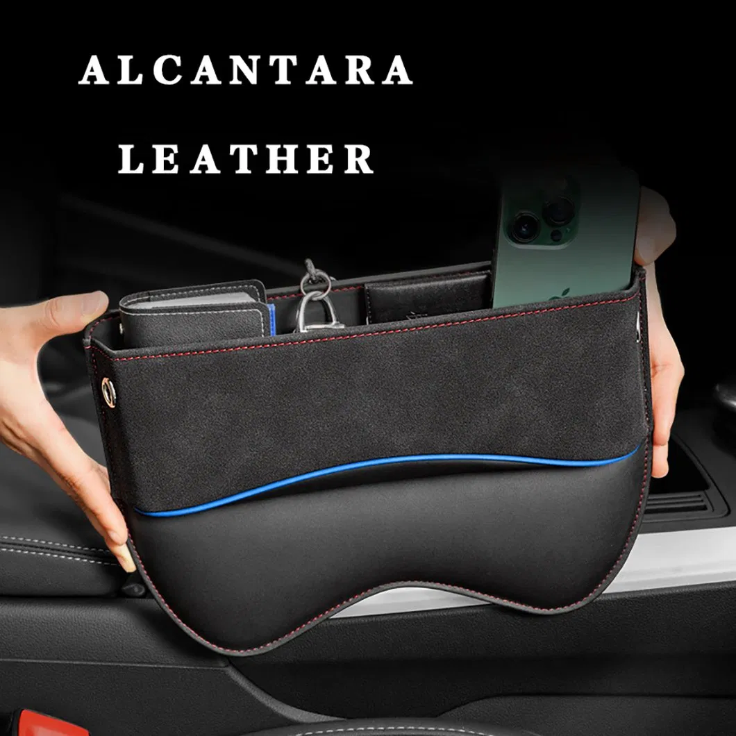 Versatile Microfiber and Leather Car Seat Gap Storage Solution