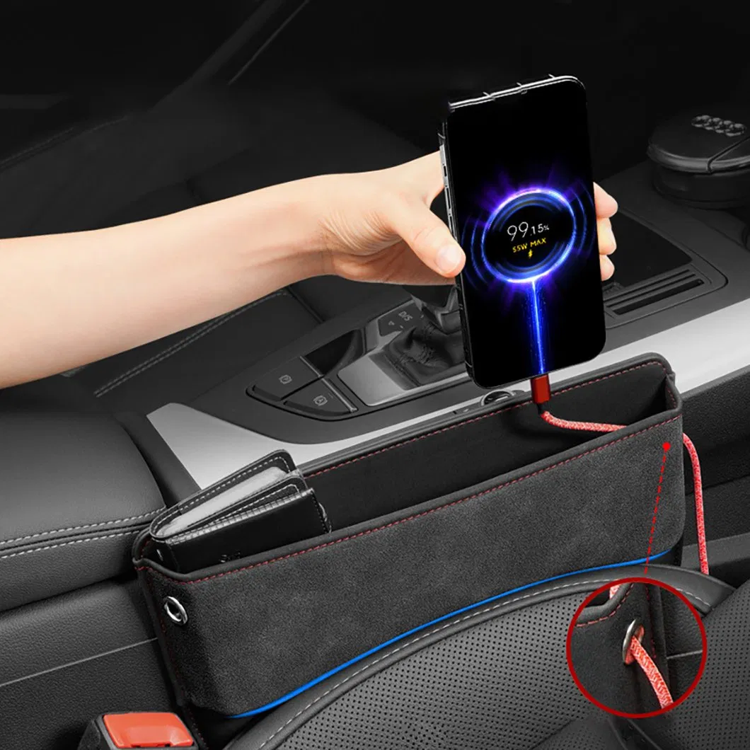 Versatile Microfiber and Leather Car Seat Gap Storage Solution