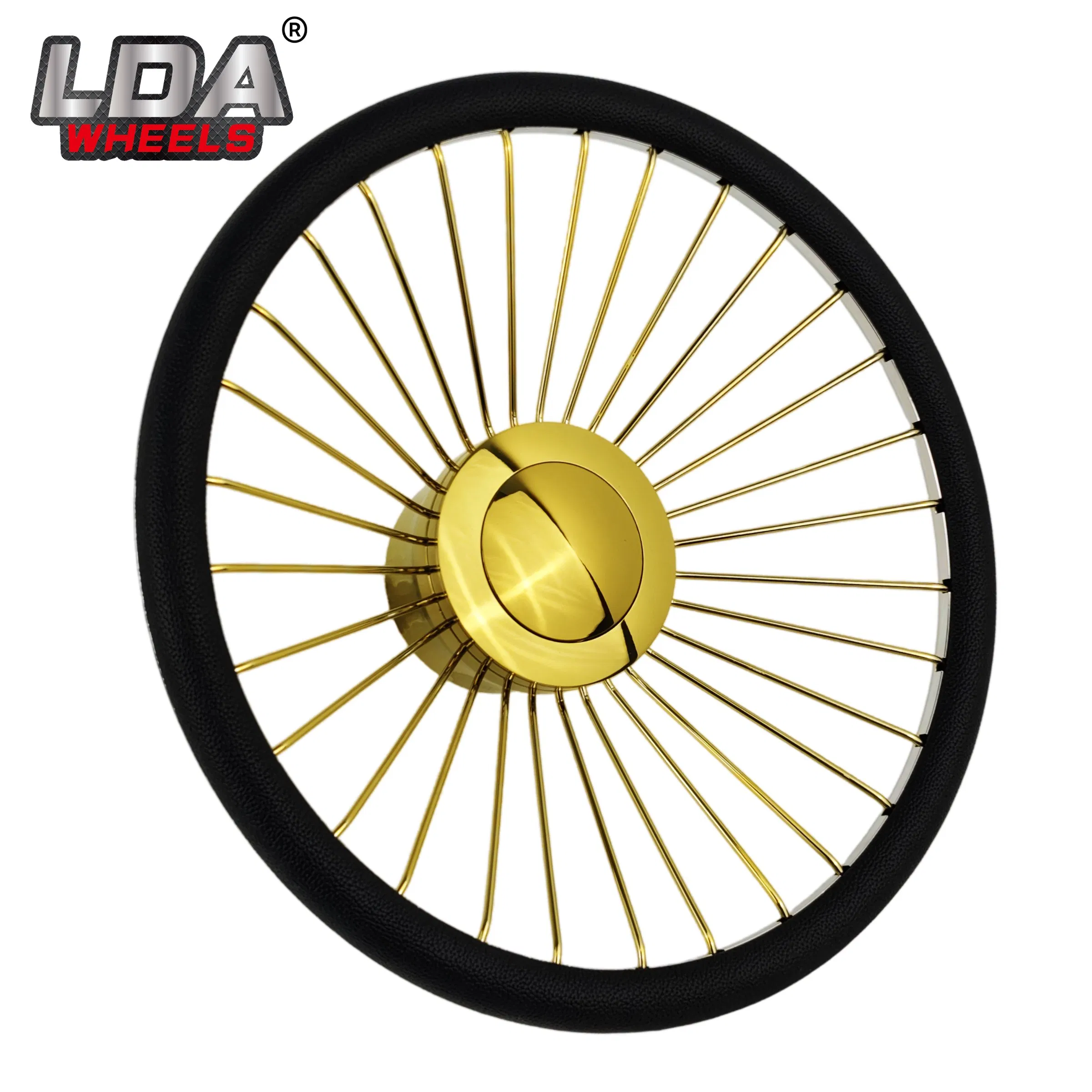 Car Decoration Classic Customizable Car Accessories Auto Parts 15" Alloy Gold Spoke Steering Wheel