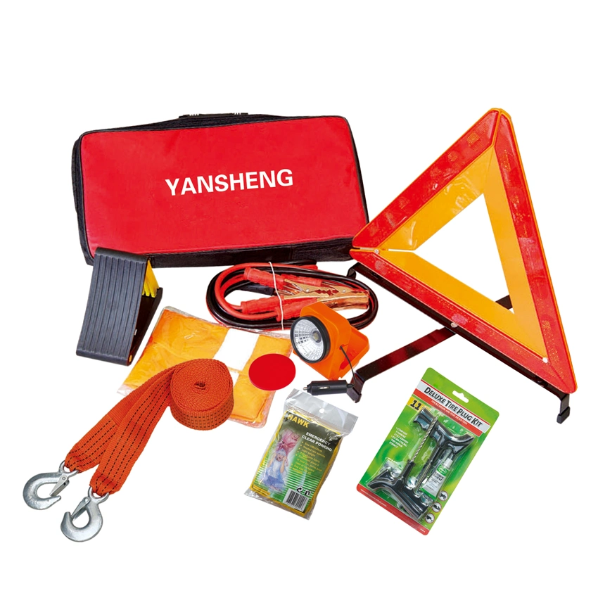 Roadside Assistant Tools with Air Compressor Car Safety Emergency Kit