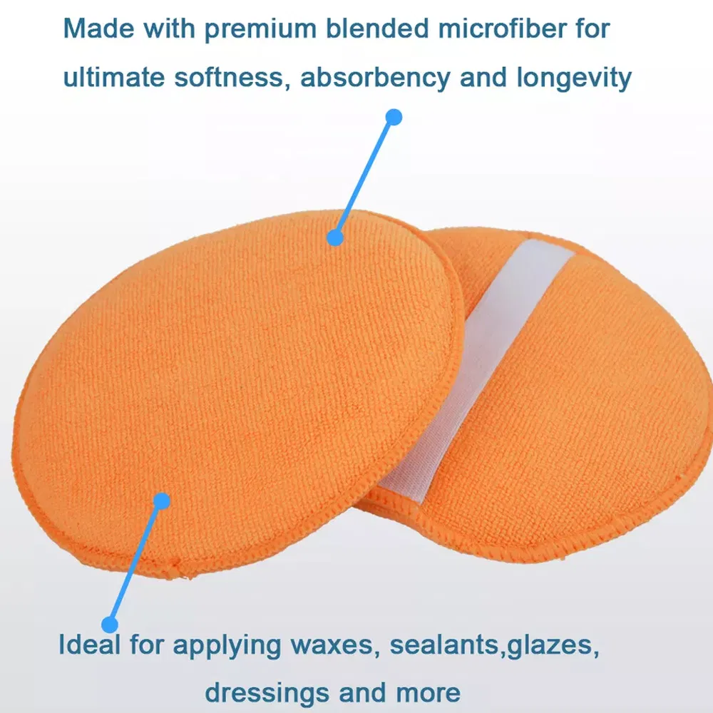 Warp Knitting Paint Care Microfiber Car Polishing Pads Woollen Buffing Pad Wax Applicator Shaped Foam Sponge Ultra Soft Cleaning Tool