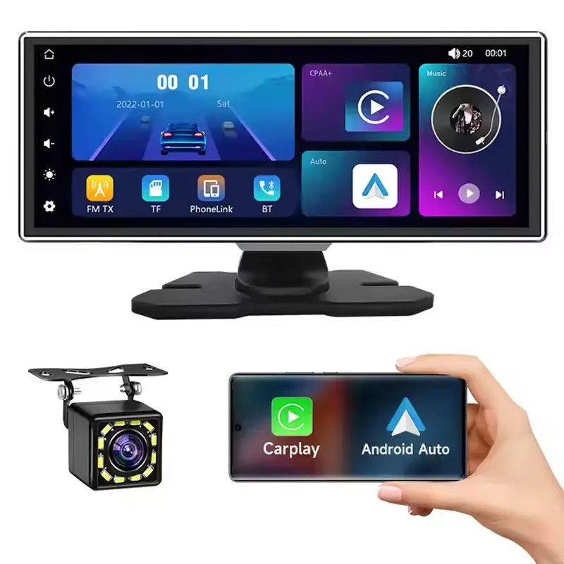 Car Accessories Universal 11.36-Inch Android Auto Stereo, Dashboard Camera, Wireless Carplay, Rearview Mirror, GPS Navigation Link Car Radio