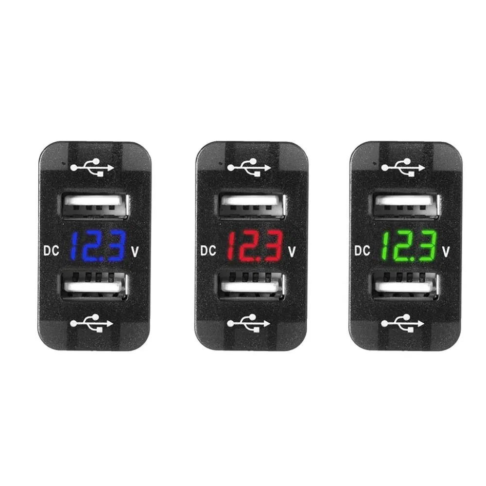 12V Dual USB Car Charger LED Voltmeter Adapter for Suzuki Toyota 40 X 20mm