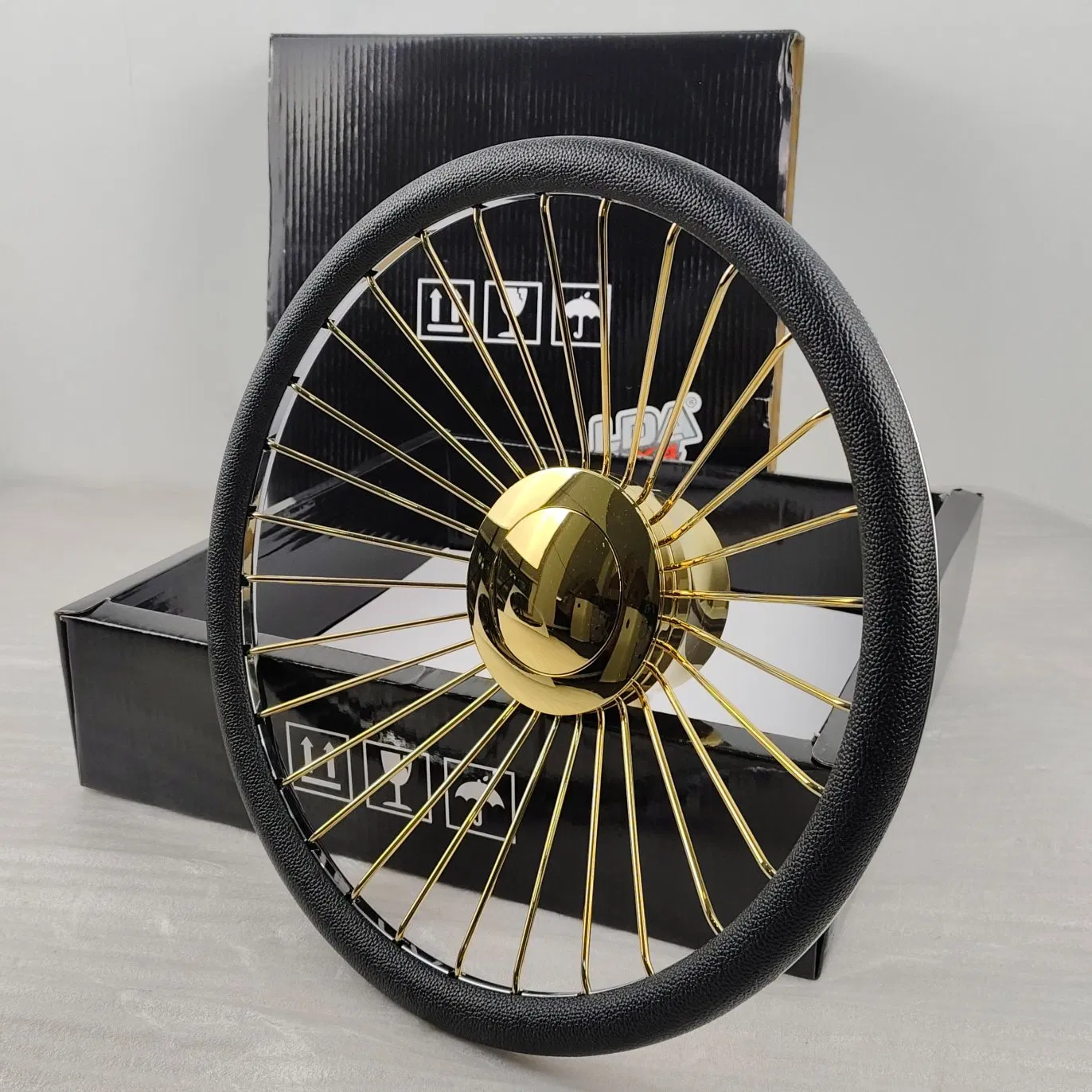 Car Decoration Classic Customizable Car Accessories Auto Parts 15" Alloy Gold Spoke Steering Wheel