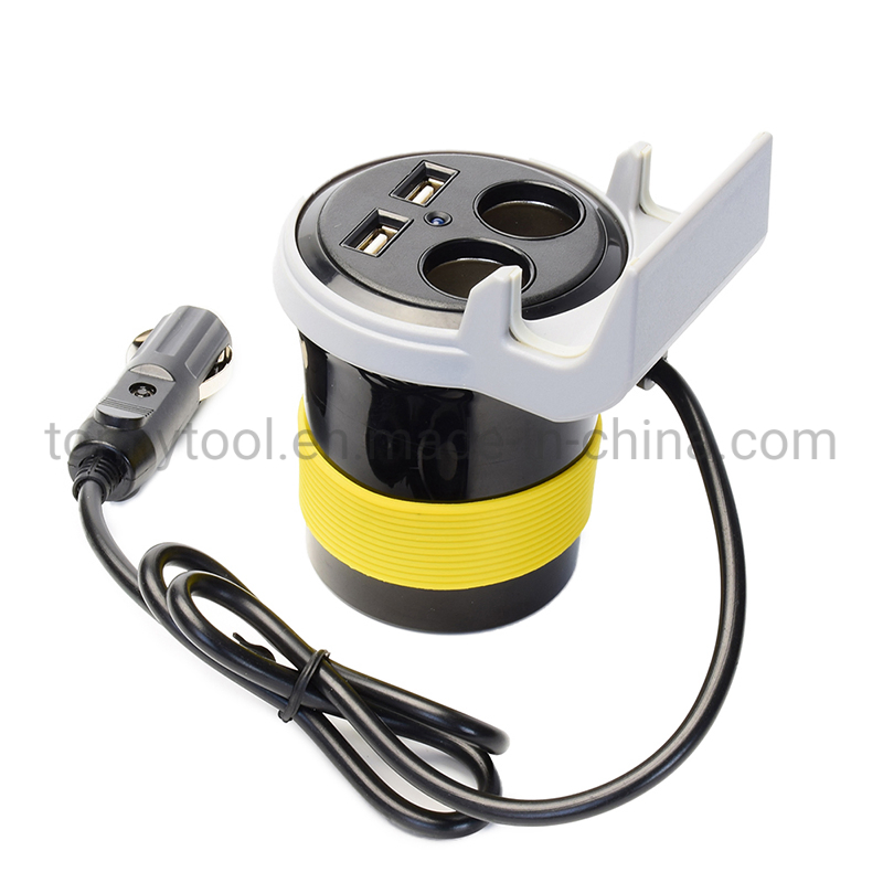 Cigarette Lighter Splitter, Car Charger USB Charge and 2 Socket Cup Shape Cigarette Lighter Adapter, for Phone/Pad/Tablet/GPS/Dash Cam