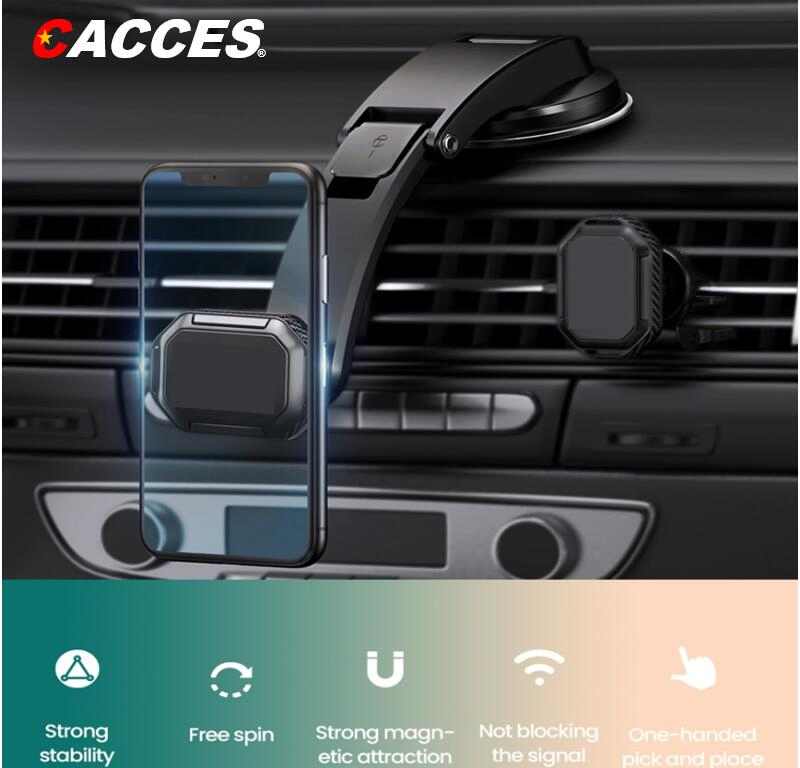 Magnetic Phone Car Mount in Car Phone Holder Super Magnet 4 Metal Plates Universal Mobile Phone Holders for Cars Dashboard Air Vent Outlet Windshield Windscreen