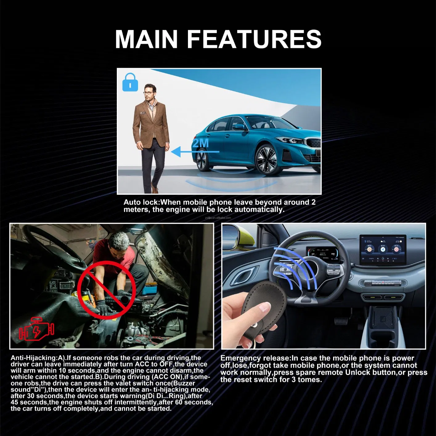 Nto Im001 Remote Controller Car Security System with Valet Mode and RFID